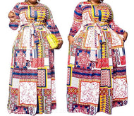 Busy print patchwork dress