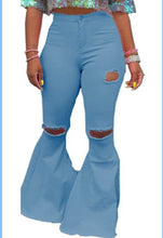 Load image into Gallery viewer, Long wide leg distressed pants
